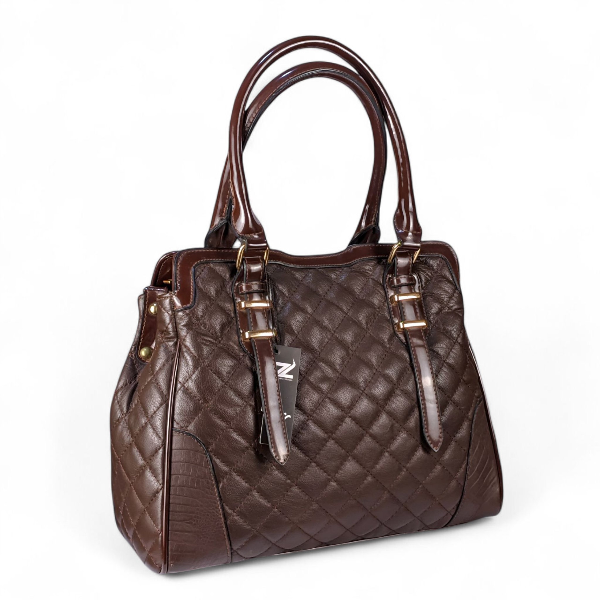 شنطة يد جلد طبيعي مبطنة